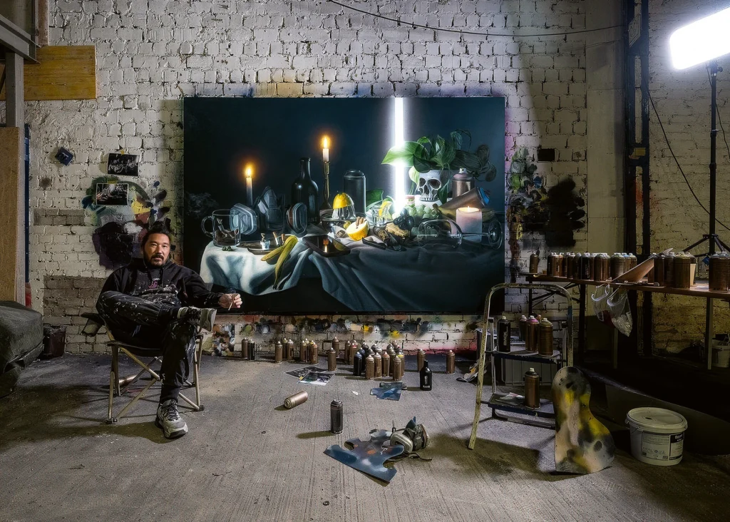 Stillleben mit Schädel: Florin sprayt nicht nur an Wände.