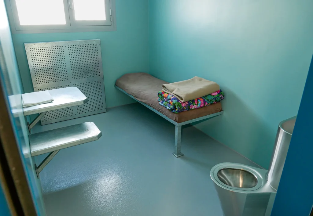 Harte Pritsche: Die Gefängnis­zelle ist wenig einladend. (Bild: Julian Reich)